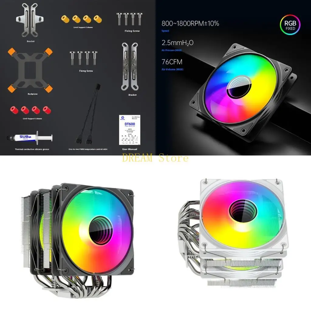 Двойная башня CPU Coolers 6Copper Тепловая труба Шат -пивм управление Argb освещение тихое охлаждение лучшая продажа
Двойная башня CPU Coolers 6Copper Тепловая труба Шат -пивм управление Argb освещение тихое охлаждение лучшая продажа