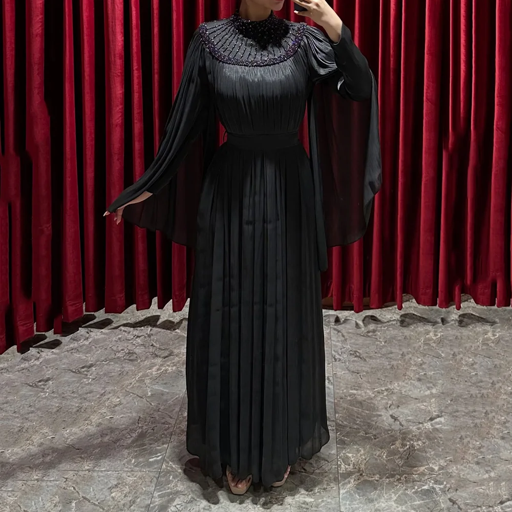 Customized A-Line Prom Dresses Ankle-Length High-Neck Full Sleeve Evening Gown Fashion Beading Bow Sashes Draped Party Gown
Customized A-Line Prom Dresses Ankle-Length High-Neck Full Sleeve Evening Gown Fashion Beading Bow Sashes Draped Party Gown