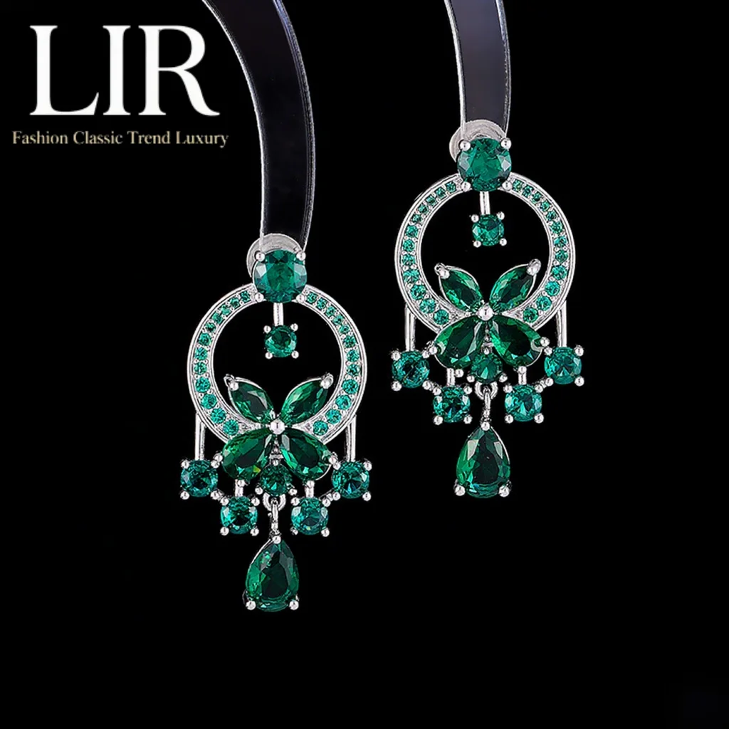 LIR French Style Luxury Earrings: Emerald Butterfly Tassel Drop, Green/Blue, Face & Neck Flattering, Women's Jewelry
LIR French Style Luxury Earrings: Emerald Butterfly Tassel Drop, Green/Blue, Face & Neck Flattering, Women's Jewelry