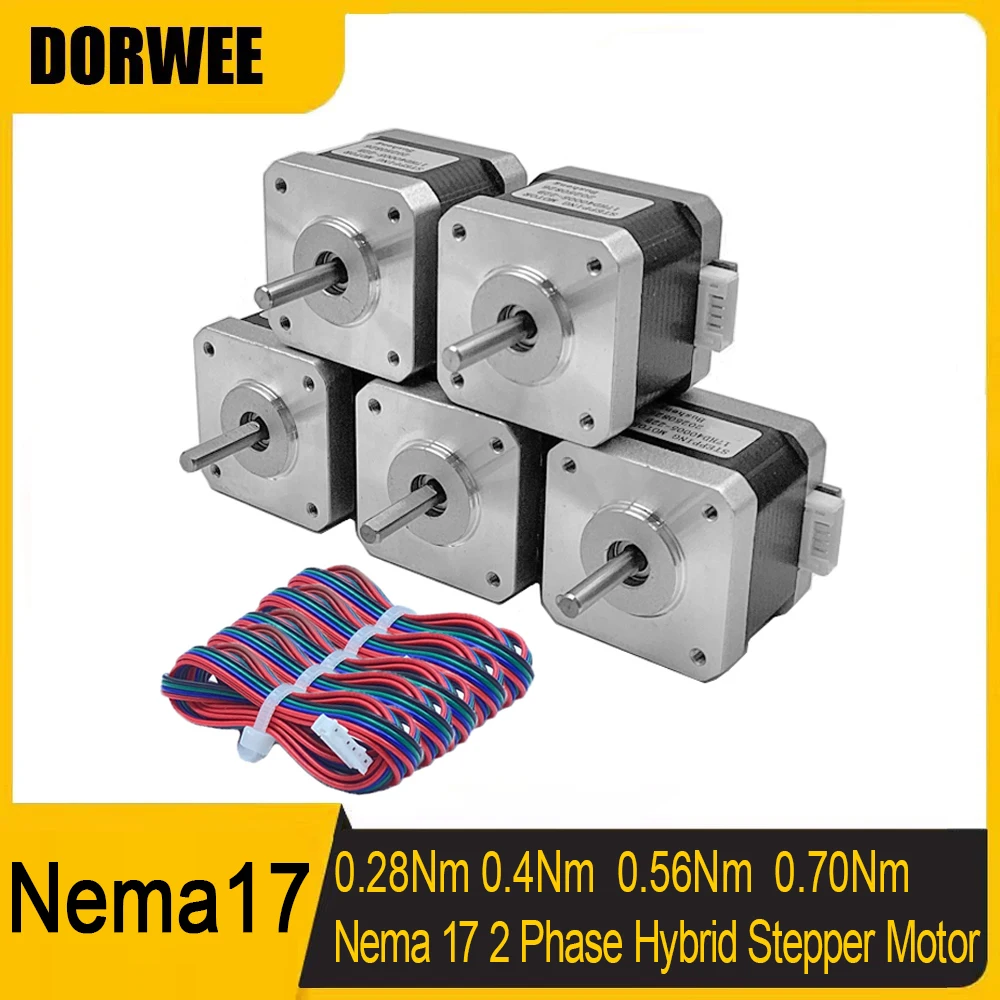 Комплект шагового двигателя Nema17 с открытой петлей 0.28/0.42/0.56/0.7Нм, 4-проводной, 42-мм, для DIY 3D-принтеров, роботов, XYZ-граверов
Комплект шагового двигателя Nema17 с открытой петлей 0.28/0.42/0.56/0.7Нм, 4-проводной, 42-мм, для DIY 3D-принтеров, роботов, XYZ-граверов