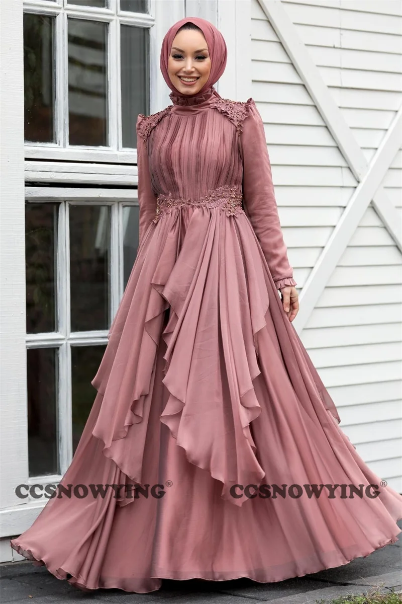 Long Sleeve Muslim Hijab Evening Dresses Satin Appliques Islamic Formal Party Gown Women High Neck Arabic Dubai Robe De Soiree
Long Sleeve Muslim Hijab Evening Dresses Satin Appliques Islamic Formal Party Gown Women High Neck Arabic Dubai Robe De Soiree