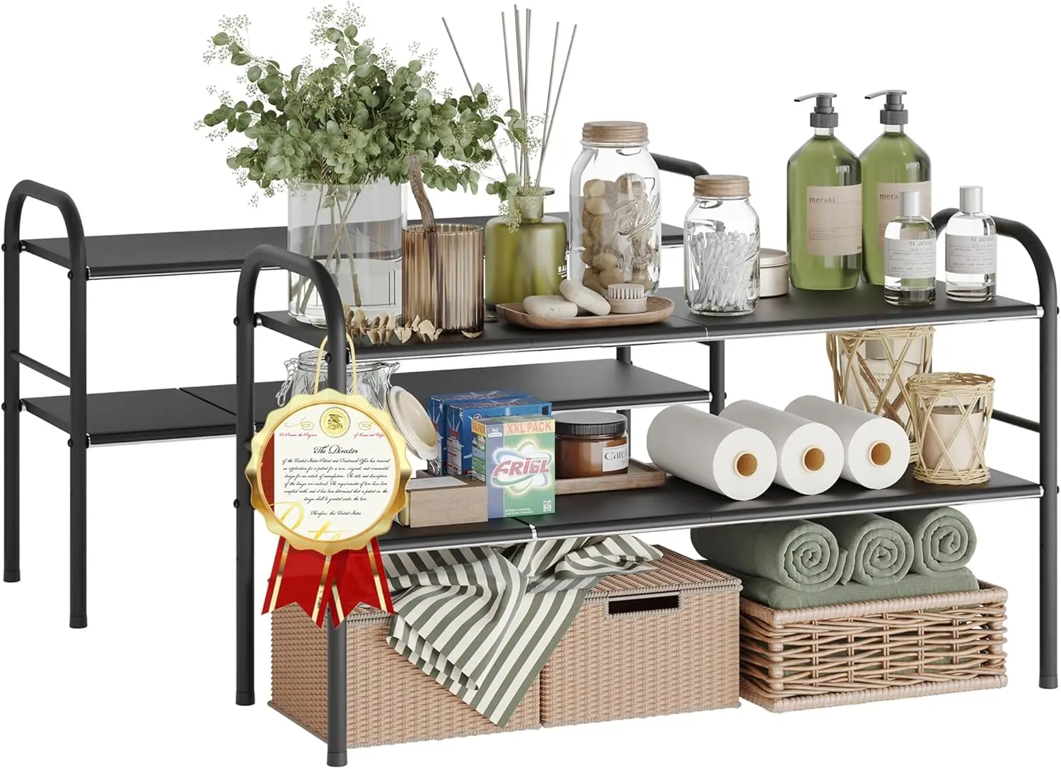 Expandable Under Sink Organizer with 8 Removable Panels, Storage Shelf for Kitchen, Bathroom, Cupboard
Expandable Under Sink Organizer with 8 Removable Panels, Storage Shelf for Kitchen, Bathroom, Cupboard