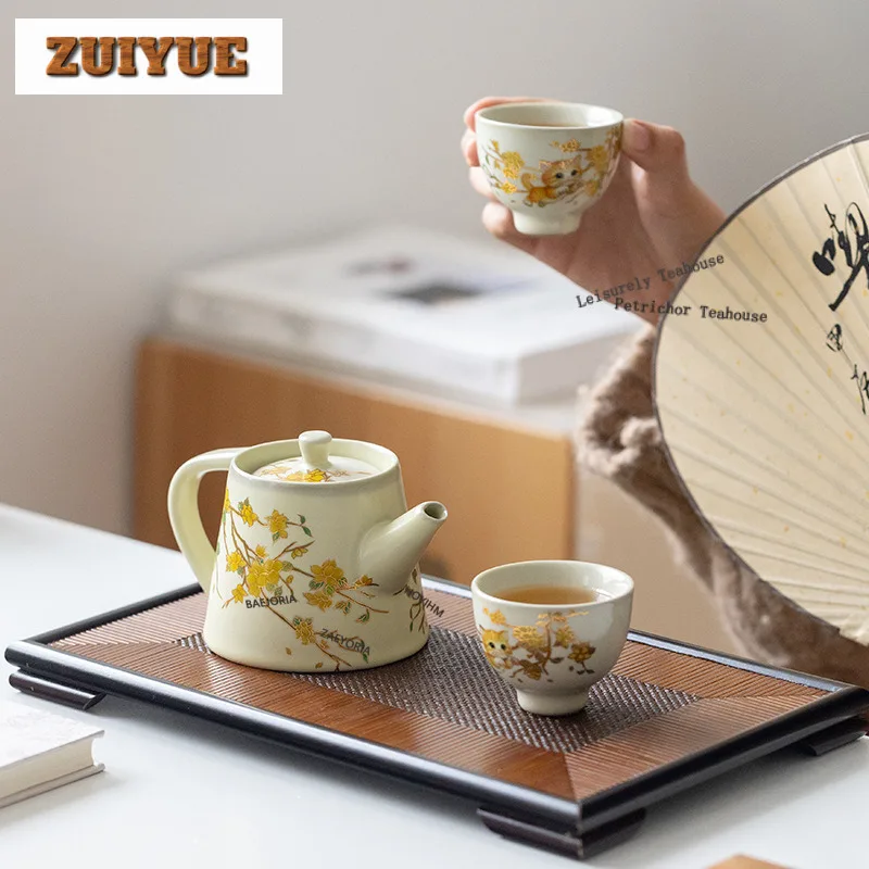 Yellow Ru Kiln Cat Tea Set Complete Set Handmade Tea Lid Set Tea Ceremony Set Teapot And Tea Cup Set Tea Services Ornaments
Yellow Ru Kiln Cat Tea Set Complete Set Handmade Tea Lid Set Tea Ceremony Set Teapot And Tea Cup Set Tea Services Ornaments