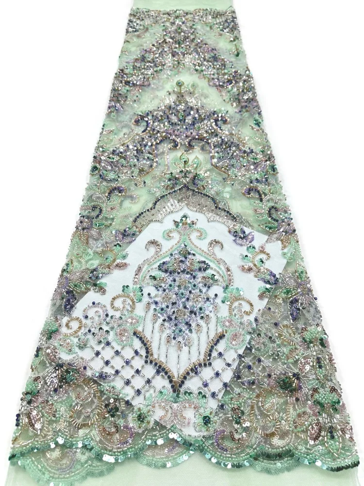 Luxury African Sequined Mesh Lace Fabric Beaded High-Quality Heavy Fabric for Women's Wedding Parties
Luxury African Sequined Mesh Lace Fabric Beaded High-Quality Heavy Fabric for Women's Wedding Parties