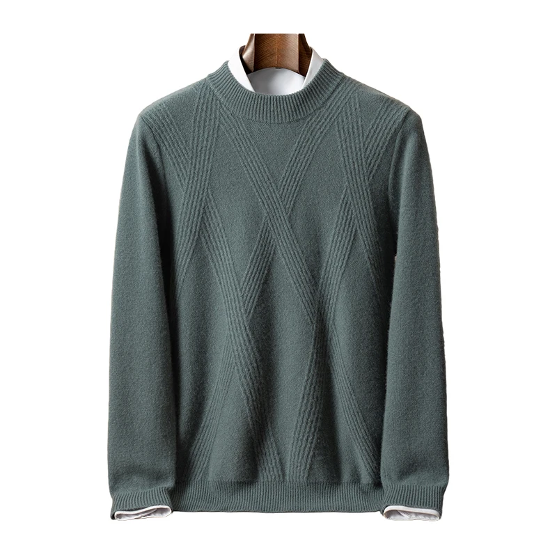 100% Pure Cashmere Sweater Men's Thickened Sweater Large Diamond Pattern Half Turtleneck Pullover Knitted Base Shirt
100% Pure Cashmere Sweater Men's Thickened Sweater Large Diamond Pattern Half Turtleneck Pullover Knitted Base Shirt
