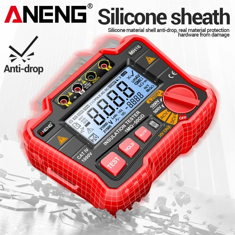 ANENG MH16Digital Megohmmeter Ohm Tester Insulation Resistance Meter Earth High Voltage Ohmmeter Resistance Meter Test Tools
ANENG MH16Digital Megohmmeter Ohm Tester Insulation Resistance Meter Earth High Voltage Ohmmeter Resistance Meter Test Tools