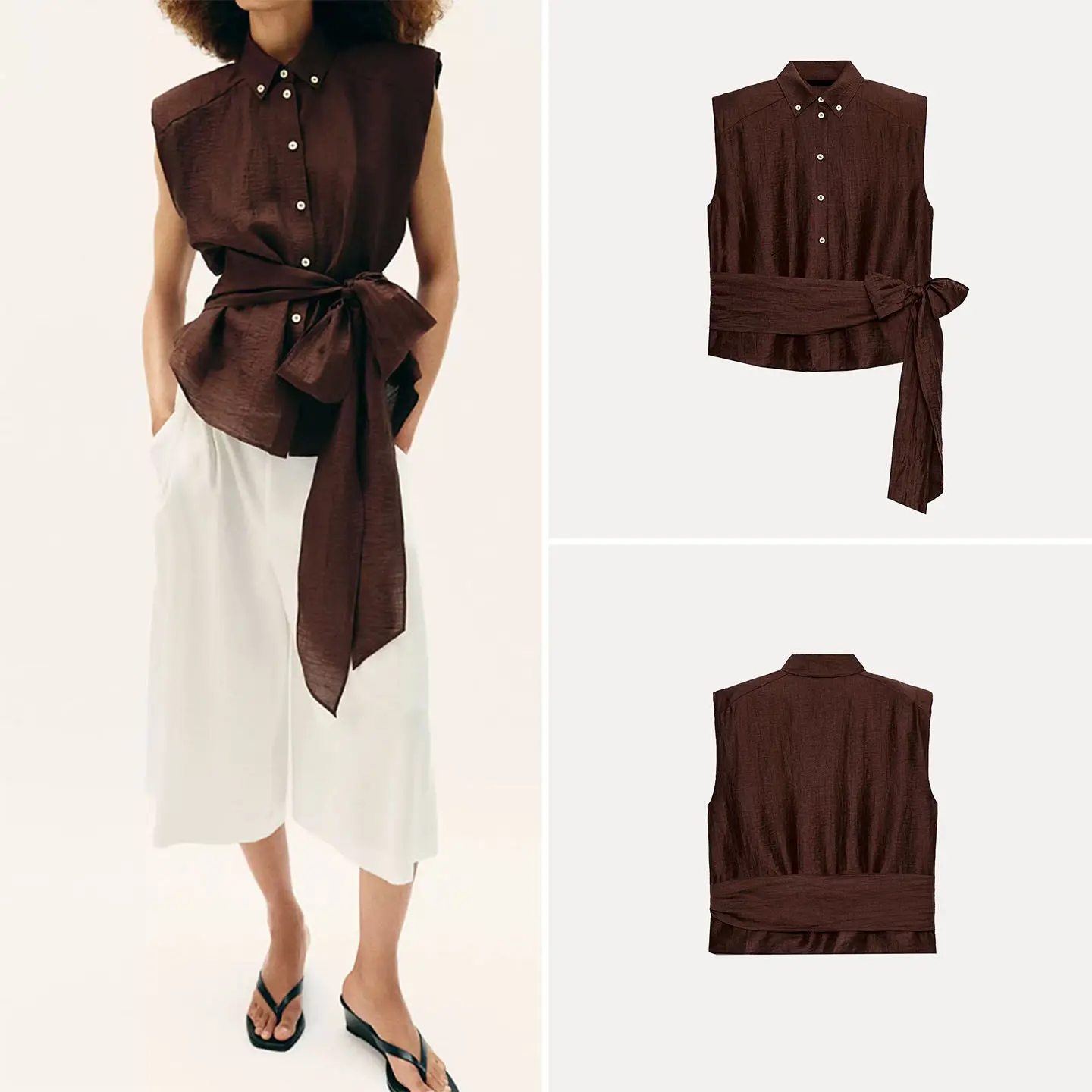 Fashionable Women's Summer Shirt Padded Shoulder Sleeveless Collared Belted Stylish Top Loose Fit European Style 2026 New Arr...
Fashionable Women's Summer Shirt Padded Shoulder Sleeveless Collared Belted Stylish Top Loose Fit European Style 2026 New Arr...