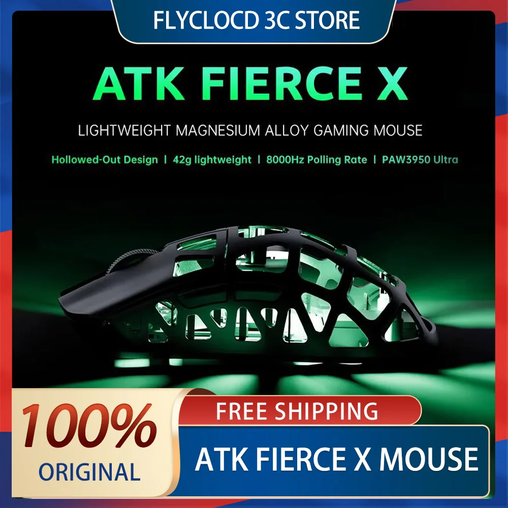 ATK FIERCE X Mouse PAW3950 Ultra Dual Mode Wireless Mouse 8K Lightweight Magnesium Alloy Gaming Mice Custom PC Accessories Gift
ATK FIERCE X Mouse PAW3950 Ultra Dual Mode Wireless Mouse 8K Lightweight Magnesium Alloy Gaming Mice Custom PC Accessories Gift