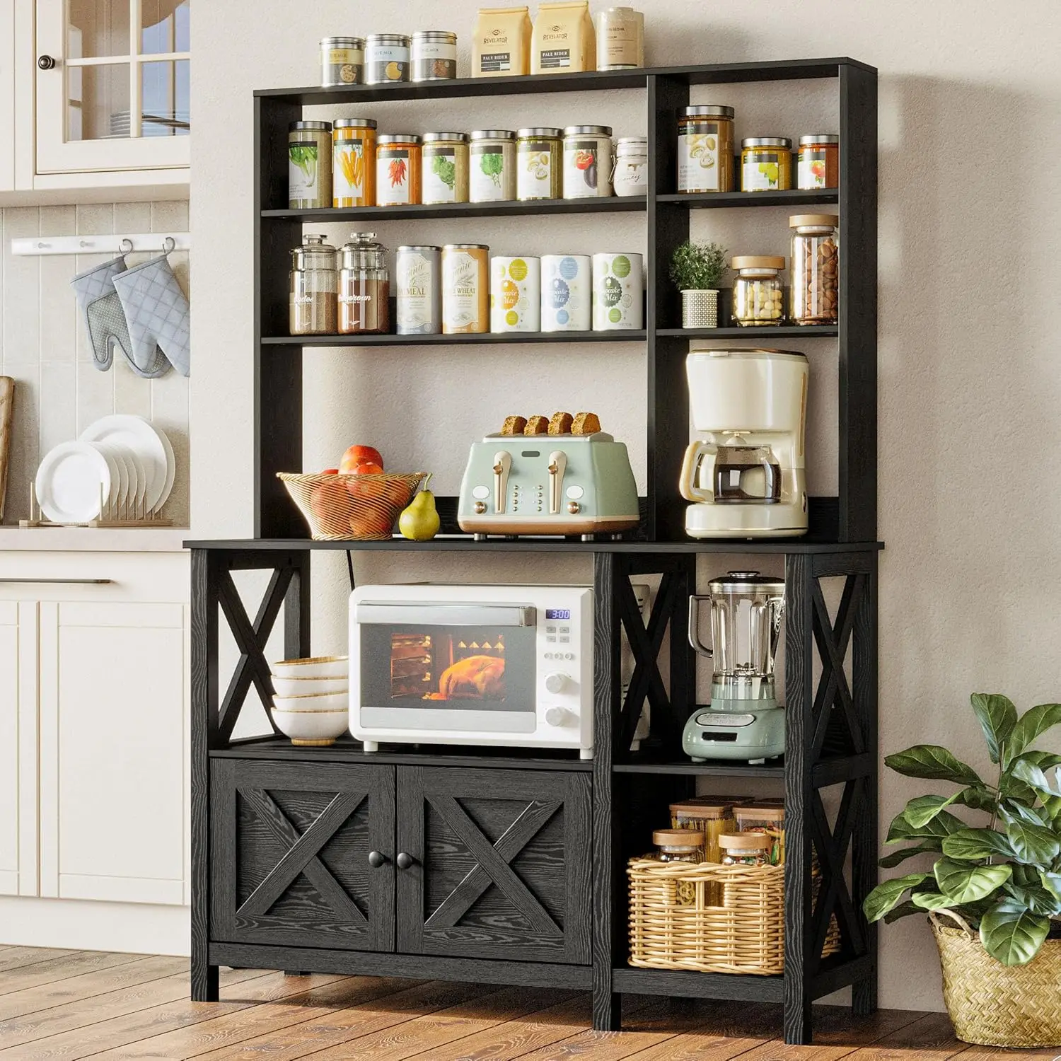 Bakers Rack with Power Outlet, Kitchen Bakers Rack with Storage Cabinet, 45in Wide Coffee Bar with Storage, 6-Tier, Customized
Bakers Rack with Power Outlet, Kitchen Bakers Rack with Storage Cabinet, 45in Wide Coffee Bar with Storage, 6-Tier, Customized