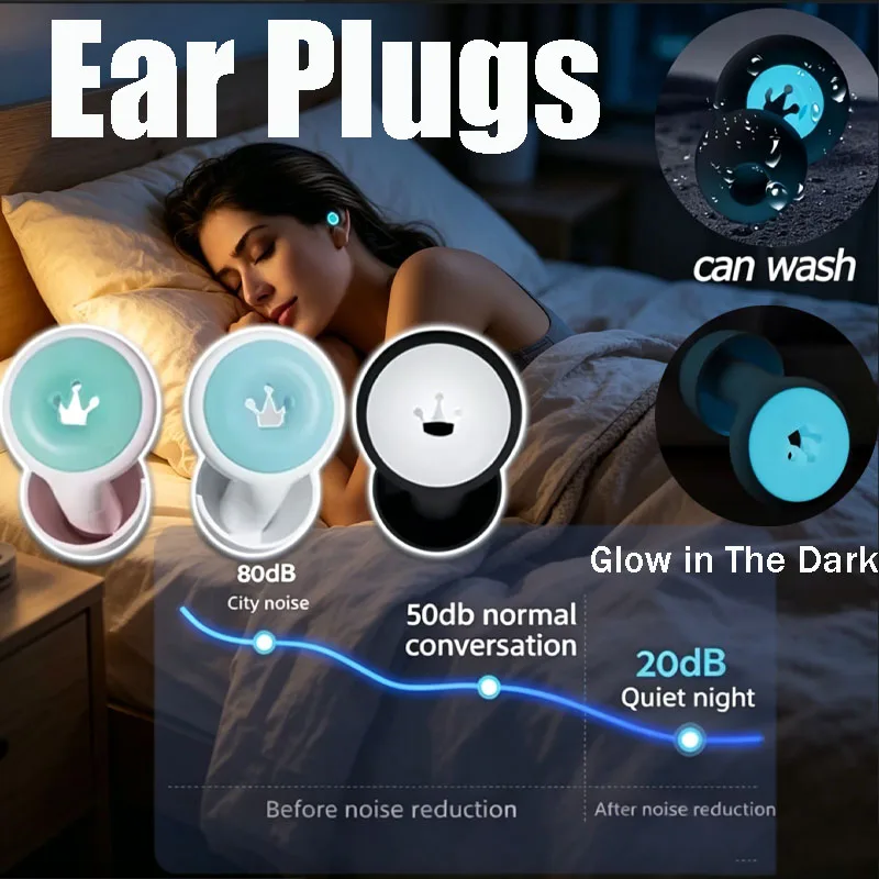 Glow in The Dark Silicone Ear Plugs for Sleeping, Noise Cancelling Side Sleeper, Anti Snore Sound Blocking for Home Night
Glow in The Dark Silicone Ear Plugs for Sleeping, Noise Cancelling Side Sleeper, Anti Snore Sound Blocking for Home Night