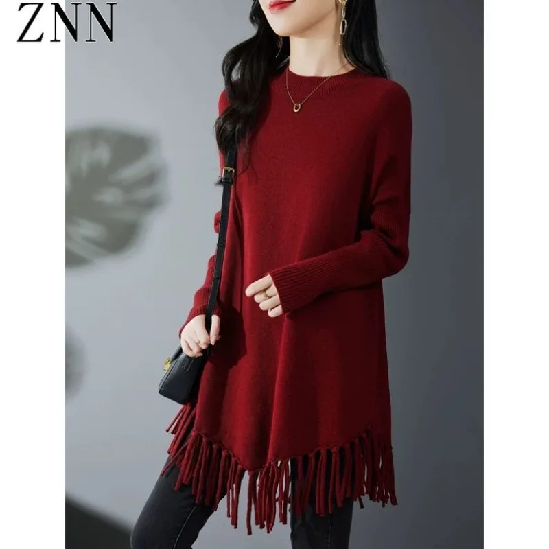 Осень и зима, новый универсальный дизайн средней длины с струящимся светром на основе газировки, вязаный свитер, женский элегантный топ 
Осень и зима, новый универсальный дизайн средней длины с струящимся светром на основе газировки, вязаный свитер, женский элегантный топ