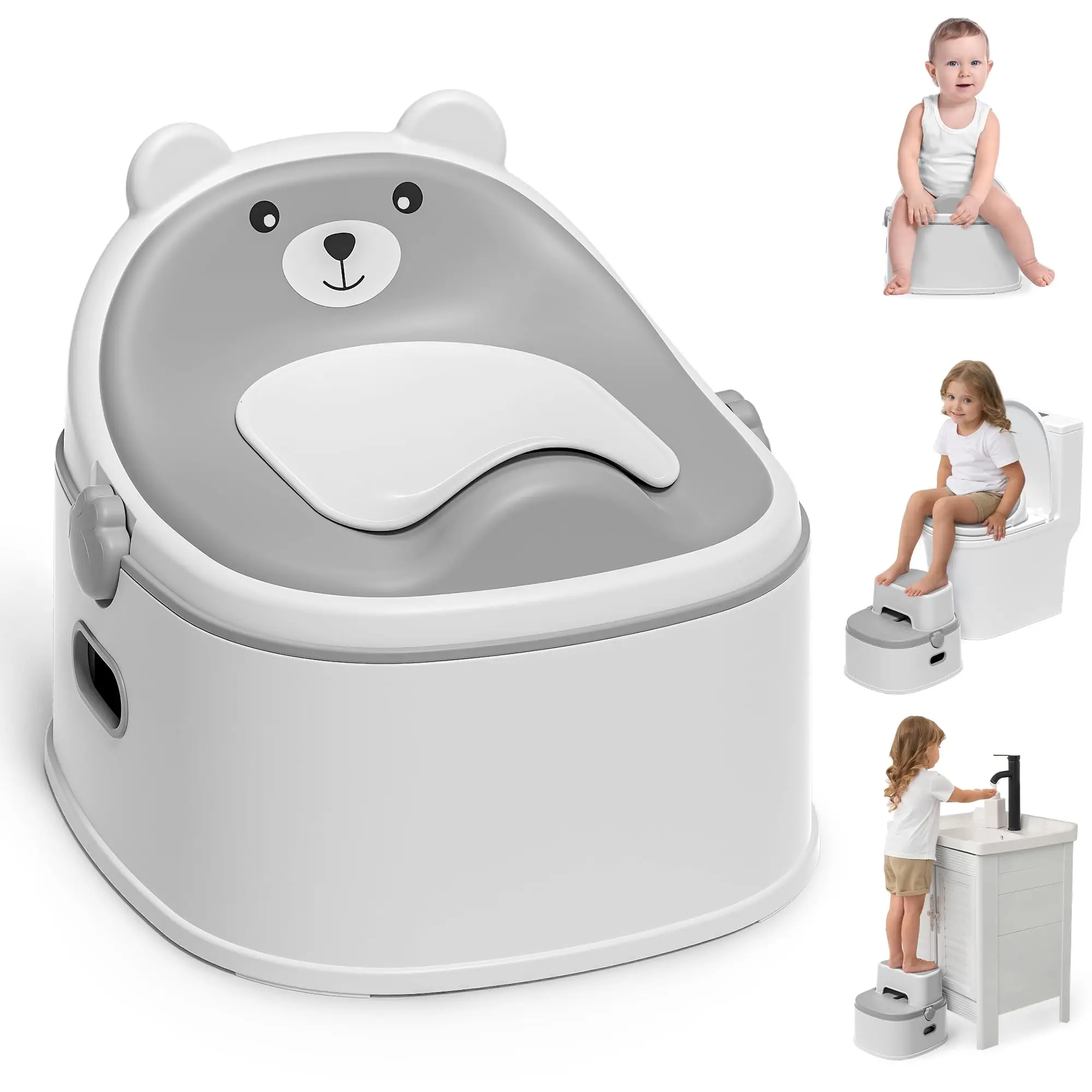 3-in-1 Portable Potty Training Toilet, Potty Training Seat and Toddler Step Stool, Anti-Slip Toddler Potty Trainer for Boy Girl
3-in-1 Portable Potty Training Toilet, Potty Training Seat and Toddler Step Stool, Anti-Slip Toddler Potty Trainer for Boy Girl