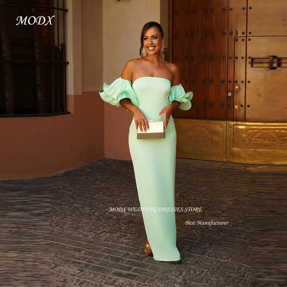 MODX Simple Stretch Satin Evening Party Dresses For Women Strapless Puff Short Sleeves Soft Satin Prom Gowns Formal Occasion
MODX Simple Stretch Satin Evening Party Dresses For Women Strapless Puff Short Sleeves Soft Satin Prom Gowns Formal Occasion