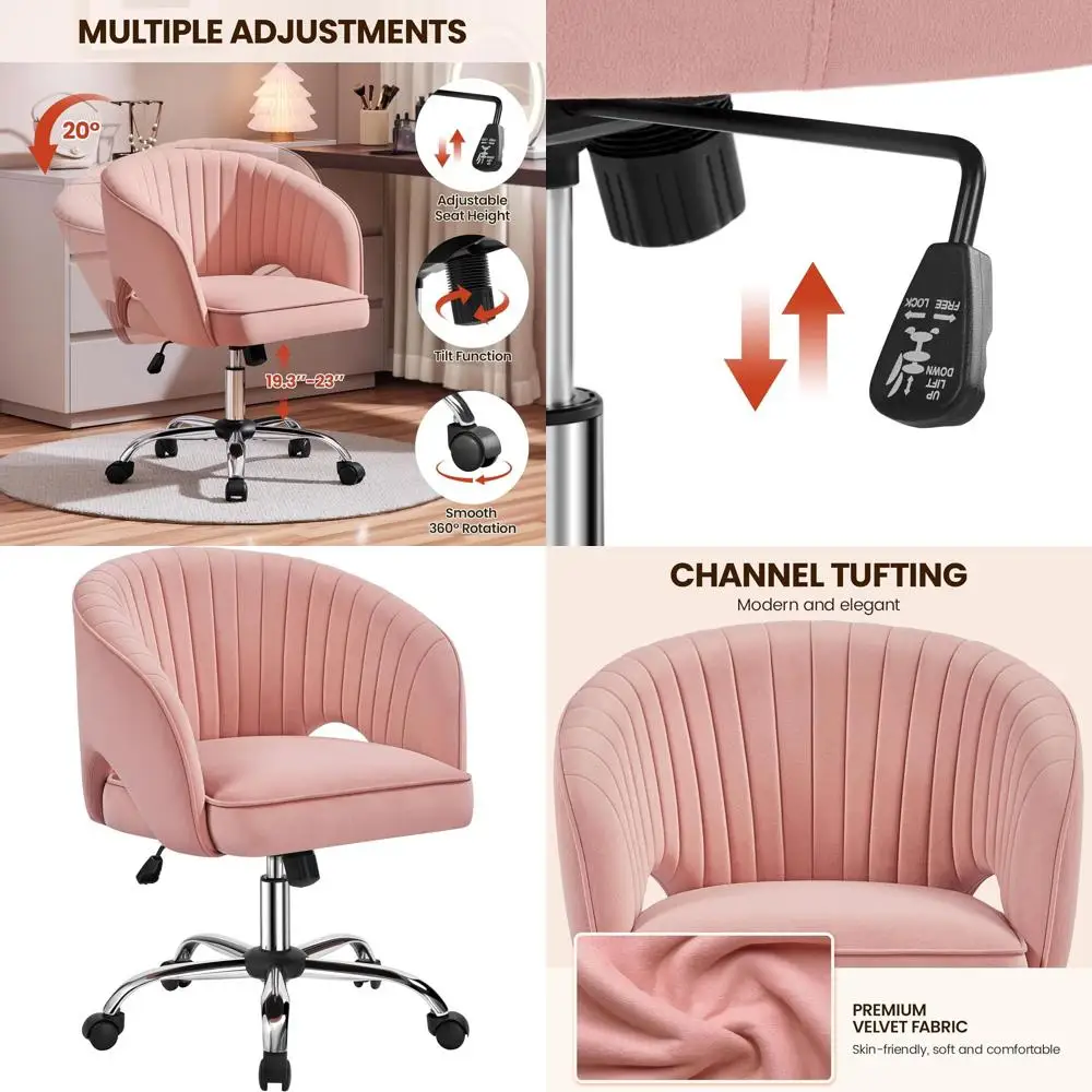 Pink Stylish Swivel Vanity Chair with Back Support for Home Office, Study, or Bedroom
Pink Stylish Swivel Vanity Chair with Back Support for Home Office, Study, or Bedroom