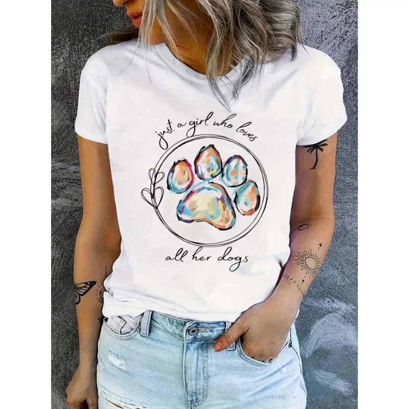 Women Only Love Her Dog Pattern Short Sleeved T-shirt Cute Dog Paw Print Cotton Loose Casual Fashion Women's Round Neck Top
Women Only Love Her Dog Pattern Short Sleeved T-shirt Cute Dog Paw Print Cotton Loose Casual Fashion Women's Round Neck Top
