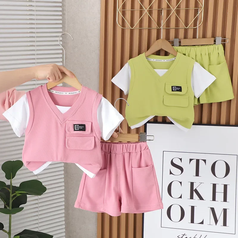 New Summer Baby Girls Clothes Suit Children T-Shirt Shorts 2Pcs/Sets Kids Boys Clothing Toddler Casual Costume Infant Tracksuits
New Summer Baby Girls Clothes Suit Children T-Shirt Shorts 2Pcs/Sets Kids Boys Clothing Toddler Casual Costume Infant Tracksuits