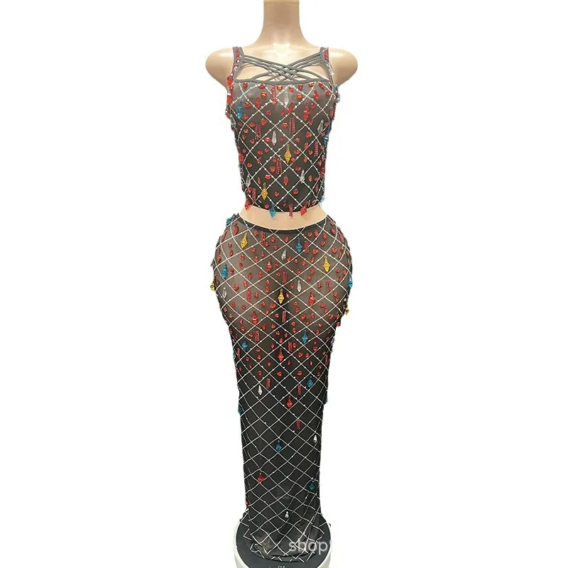 Strap Vest Design Hip Wrap Two-piece Set Sexy Temperament Event Dinner Dress Livehouse Wear Vestido De Gala Noche Mujer Elegante
Strap Vest Design Hip Wrap Two-piece Set Sexy Temperament Event Dinner Dress Livehouse Wear Vestido De Gala Noche Mujer Elegante