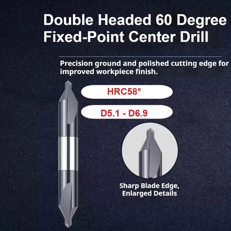 Double Head 60° Center Drill Carbide HRC58 Extended Fixed Point Drill for Stainless Steel Hardened Machining
Double Head 60° Center Drill Carbide HRC58 Extended Fixed Point Drill for Stainless Steel Hardened Machining