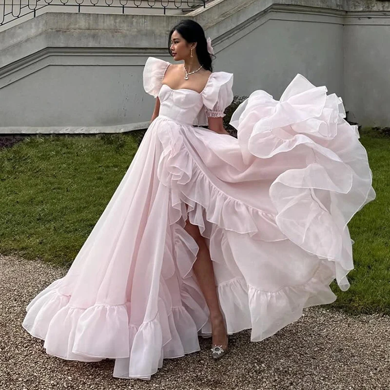 Pink Ruffled Evening Dress for Quinceañera Evening Party Formal Dress Square Neck Puff Sleeve Prom Dress High Low Hem
Pink Ruffled Evening Dress for Quinceañera Evening Party Formal Dress Square Neck Puff Sleeve Prom Dress High Low Hem