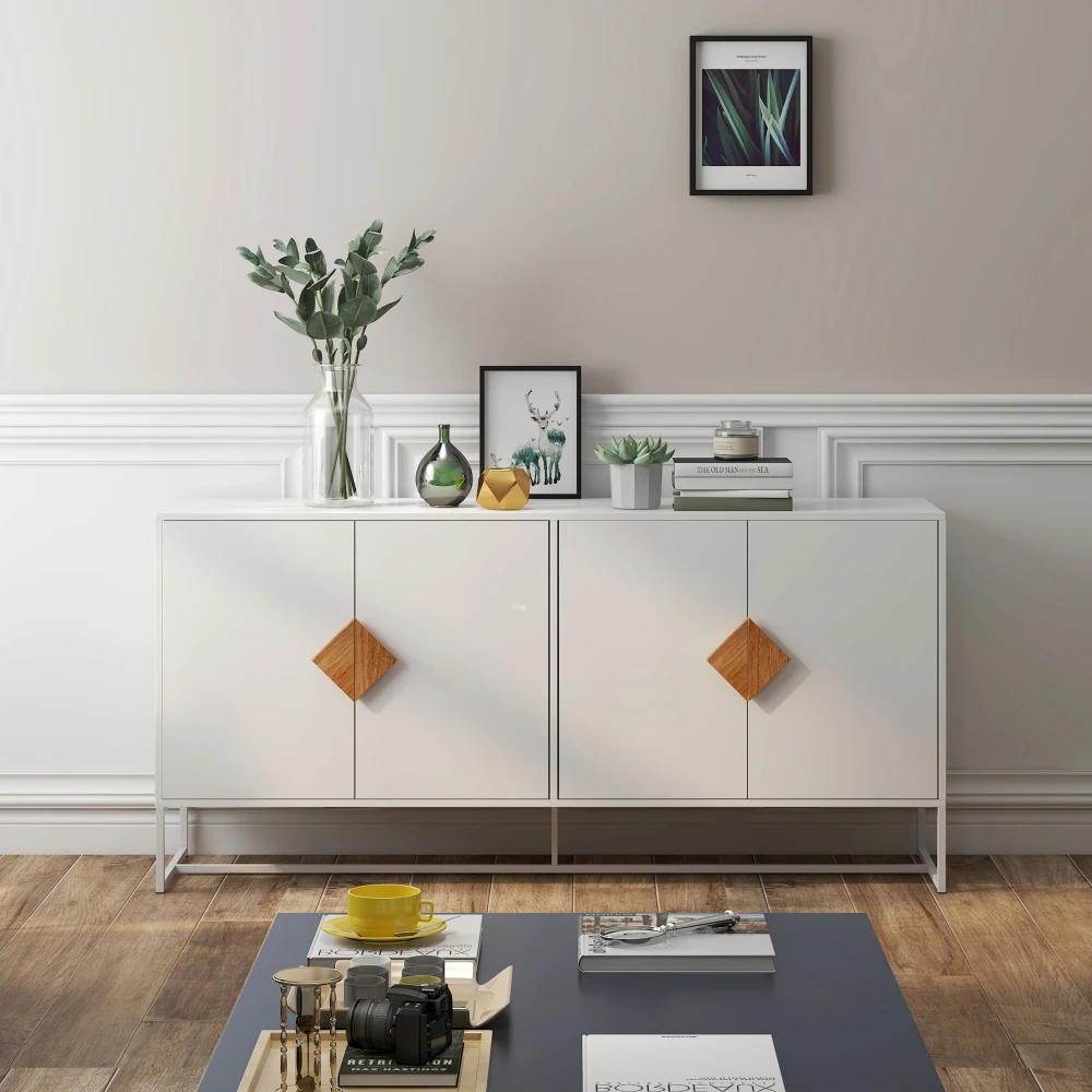 Solid wood special shape square handle design with 4 doors and double storage sideboard
Solid wood special shape square handle design with 4 doors and double storage sideboard