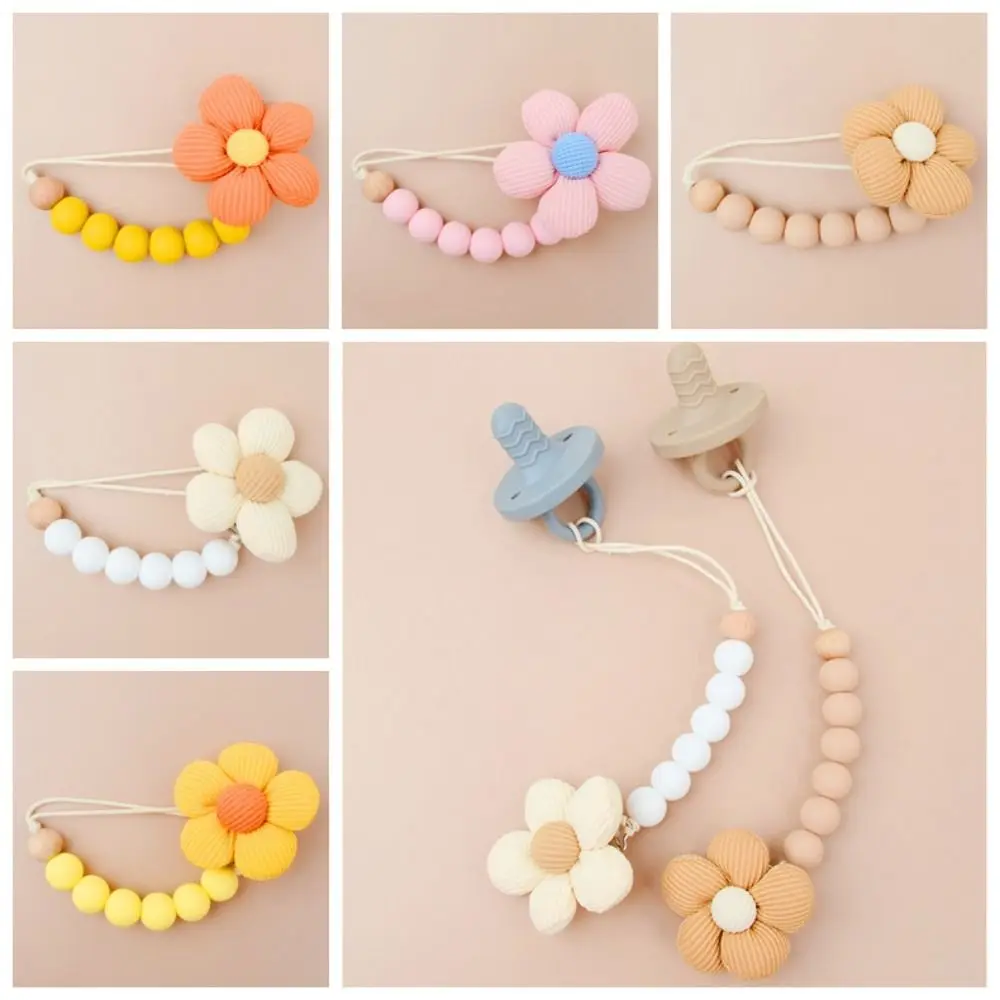 Cartoon Flower Baby Pacifier Chain Silicone Bead Wood Soother Holder Adjustable Teether Toys Straps Nipple Holder Clips Children
Cartoon Flower Baby Pacifier Chain Silicone Bead Wood Soother Holder Adjustable Teether Toys Straps Nipple Holder Clips Children