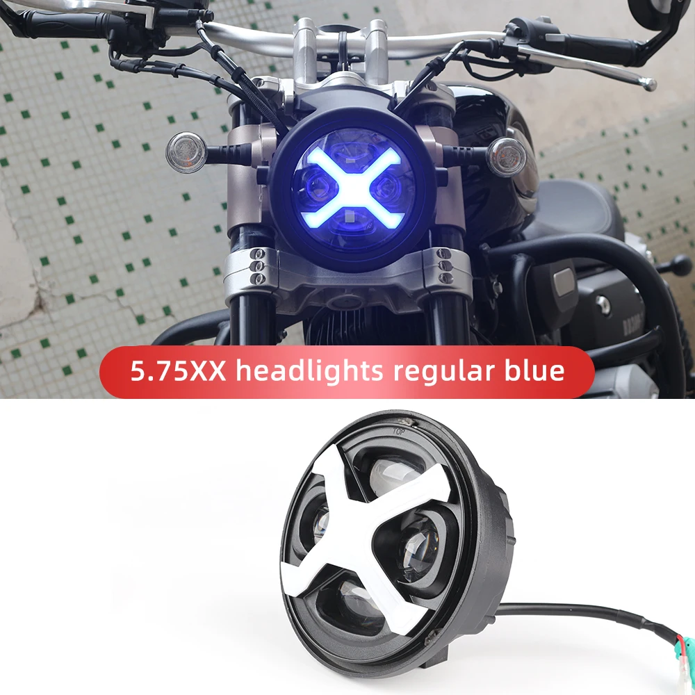 Professional light modification factory 5.75-inch motorcycle headlight cool X shaped LED blue light waterproof DOT certified
Professional light modification factory 5.75-inch motorcycle headlight cool X shaped LED blue light waterproof DOT certified
