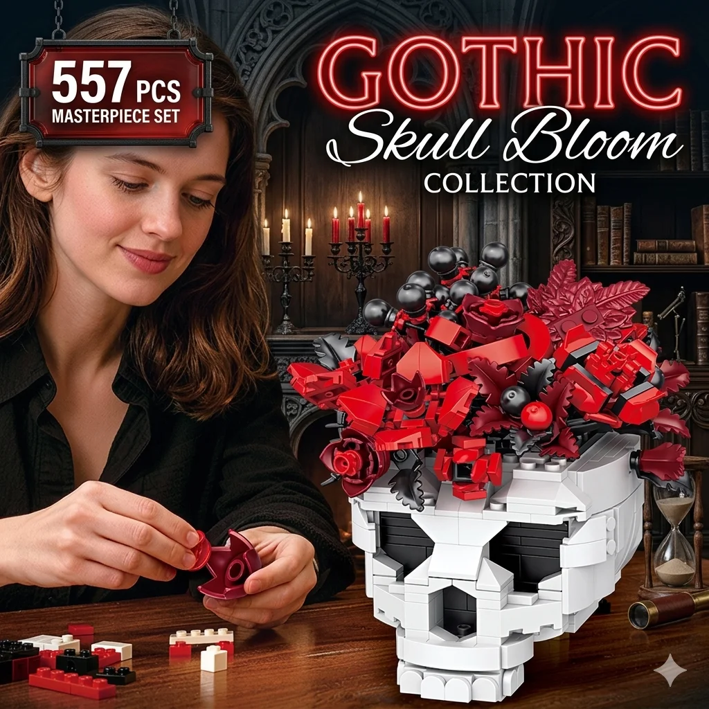 557PCS MOC Gothic Skull Flower Building Blocks DIY Horror Rose Bouquet Bricks Creative Art Model Collection Toy Birthday Gift
557PCS MOC Gothic Skull Flower Building Blocks DIY Horror Rose Bouquet Bricks Creative Art Model Collection Toy Birthday Gift