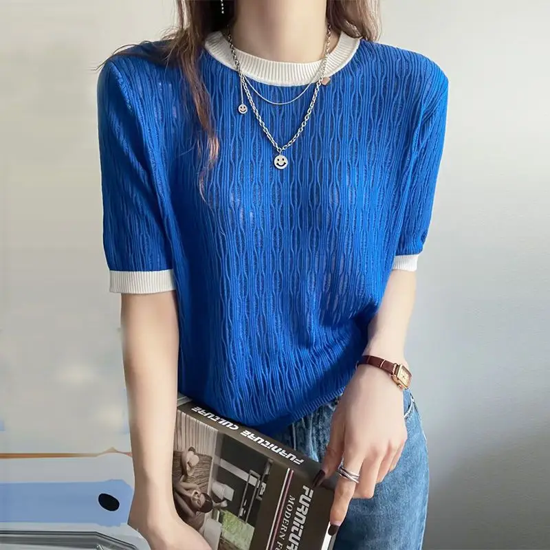 Casual Solid Color Knitted Pullovers Stylish Hollow Out Women's Clothing Round Neck Patchwork 2024 Summer Short Sleeve T-shirt
Casual Solid Color Knitted Pullovers Stylish Hollow Out Women's Clothing Round Neck Patchwork 2024 Summer Short Sleeve T-shirt