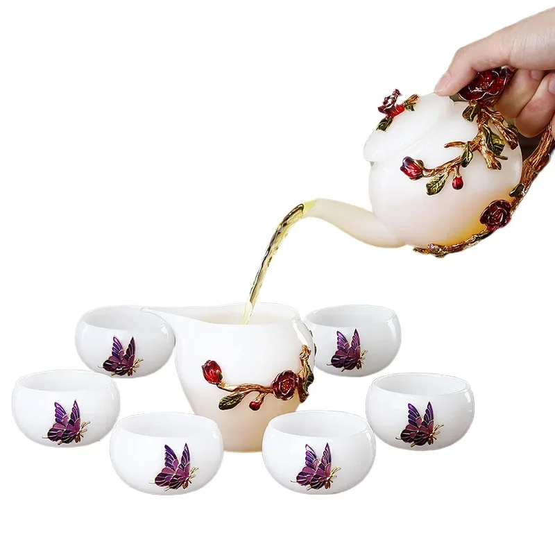 Enamel Color White Jade Porcelain Kung Fu Tea Set Household Tea Cup Teapot Set Ceramic Handmade Tea Cup
Enamel Color White Jade Porcelain Kung Fu Tea Set Household Tea Cup Teapot Set Ceramic Handmade Tea Cup
