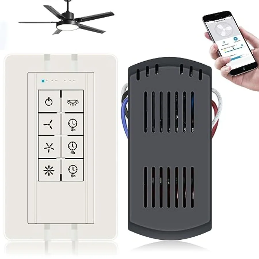 Smart WiFi Ceiling Fan Remote, Universal 3 Speed Ceiling Fan Control with Dimmer, Compatible with Alexa, Google Assistant and S
Smart WiFi Ceiling Fan Remote, Universal 3 Speed Ceiling Fan Control with Dimmer, Compatible with Alexa, Google Assistant and S