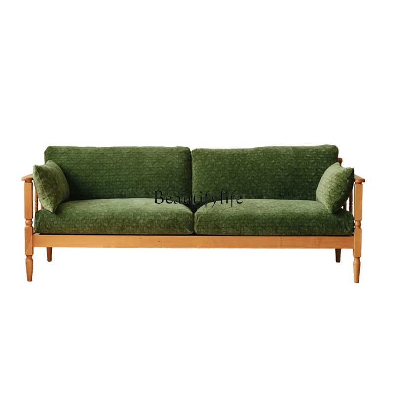 Fabric sofa small apartment living room retro three-person cherry wood Nordic living room sofa
Fabric sofa small apartment living room retro three-person cherry wood Nordic living room sofa