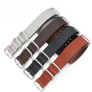 두꺼운 모조 소가죽 스트랩, 두꺼운 링 버클, 나토 줄루 줄루 스트랩, 18mm, 20mm, 22mm, 24mm