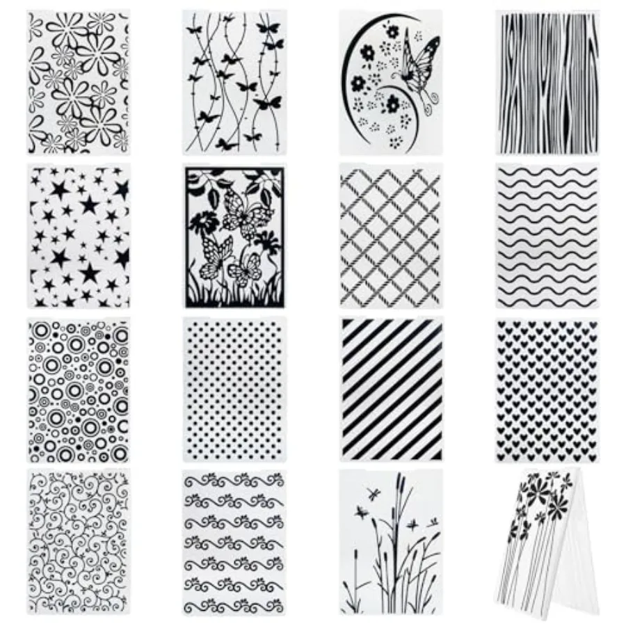 Hedume 16 Pieces Embossing Folders, 5.9" x 4.1" Embossing Machine Template Paper Card Folder, Classic Style Plastic Template Ca
Hedume 16 Pieces Embossing Folders, 5.9" x 4.1" Embossing Machine Template Paper Card Folder, Classic Style Plastic Template Ca
