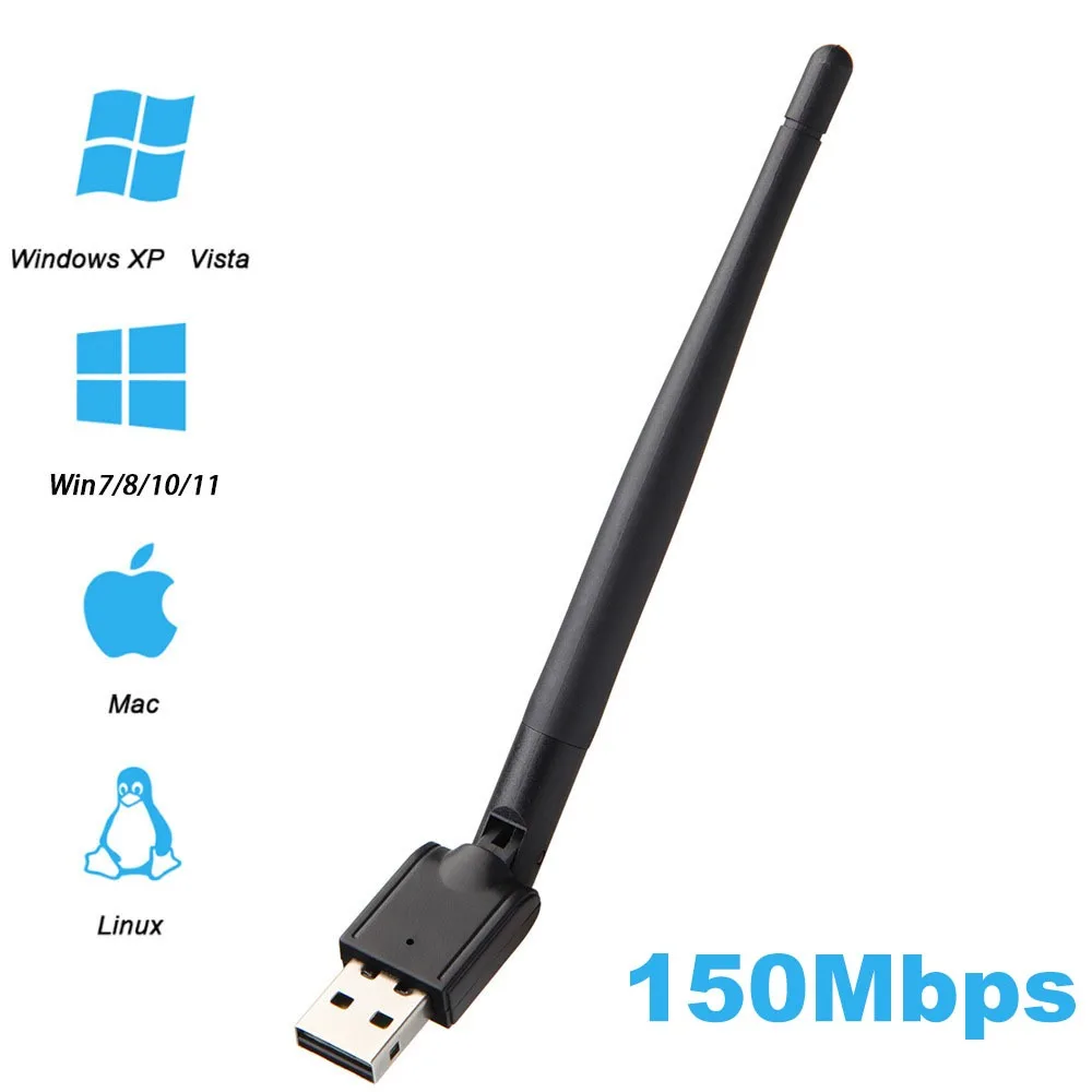 150Mbps MT7601 USB WiFi Adapter 4dBi Antenna Network Card WiFi Receiver Transmitter for IPTV Laptop Desktop Plug and Play
150Mbps MT7601 USB WiFi Adapter 4dBi Antenna Network Card WiFi Receiver Transmitter for IPTV Laptop Desktop Plug and Play