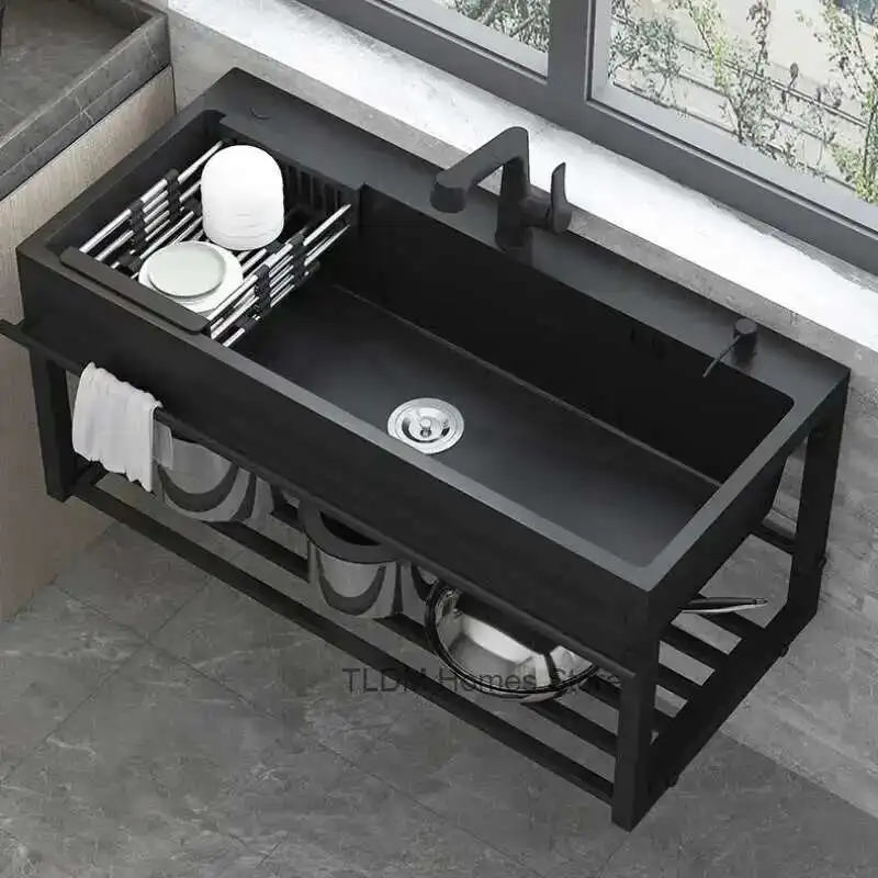 Stainless Steel Single Kitchen Sinks with Bracket Pool Home Kitchen Sink Integrated Balcony Wall-mounted Kitchen Washing Sinks
Stainless Steel Single Kitchen Sinks with Bracket Pool Home Kitchen Sink Integrated Balcony Wall-mounted Kitchen Washing Sinks