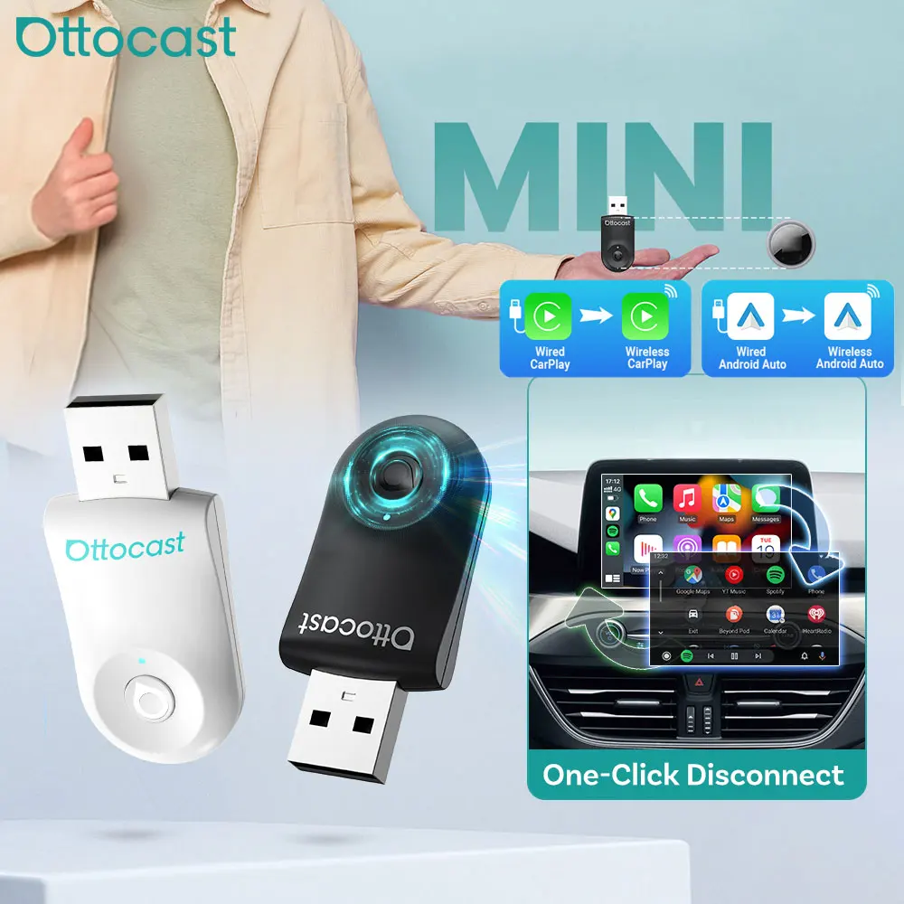 Wireless CarPlay Android Auto Adapter Ottocast Mini 2 in 1 Auto Connect Plug and Play Quick Disconnect 2025 Latest Version
Wireless CarPlay Android Auto Adapter Ottocast Mini 2 in 1 Auto Connect Plug and Play Quick Disconnect 2025 Latest Version