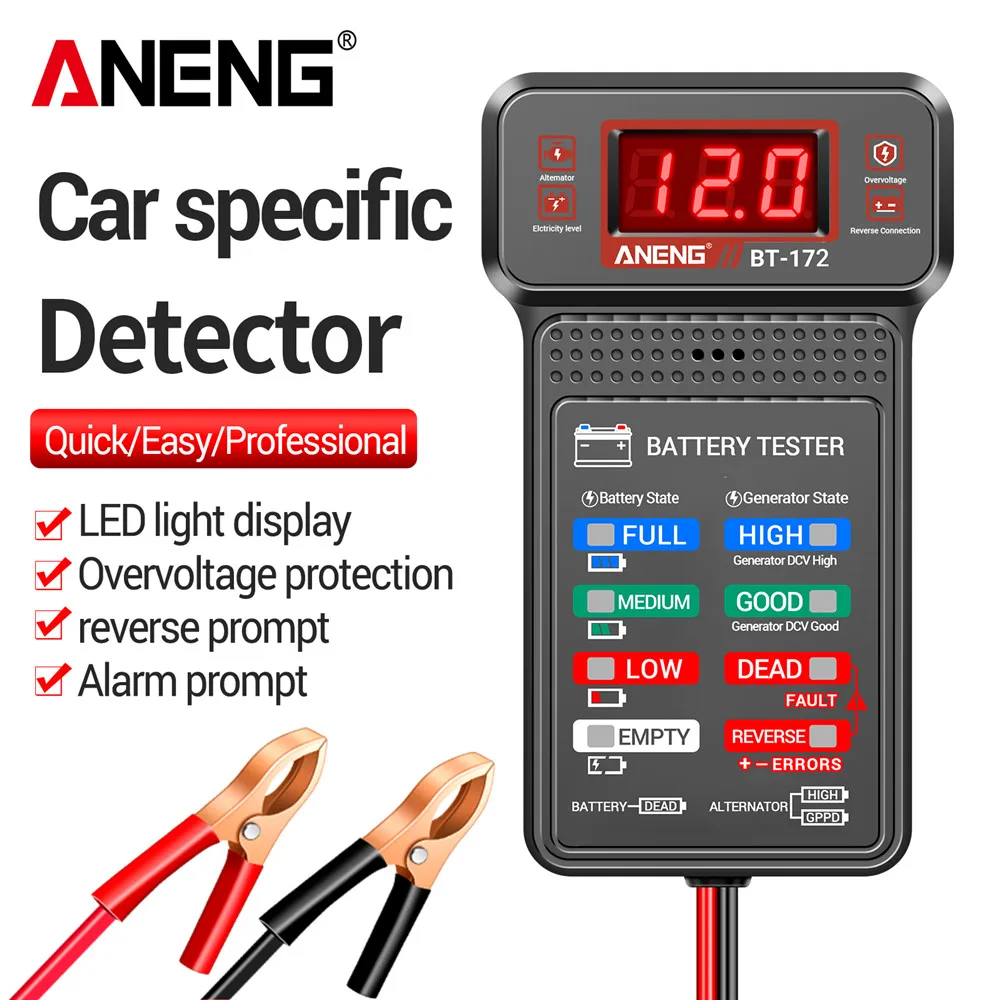 12V Digital Car Specific Battery Testers ANENG BT-172 Multifunctional Battery Alarm Prompt Generator Professional Detection Tool