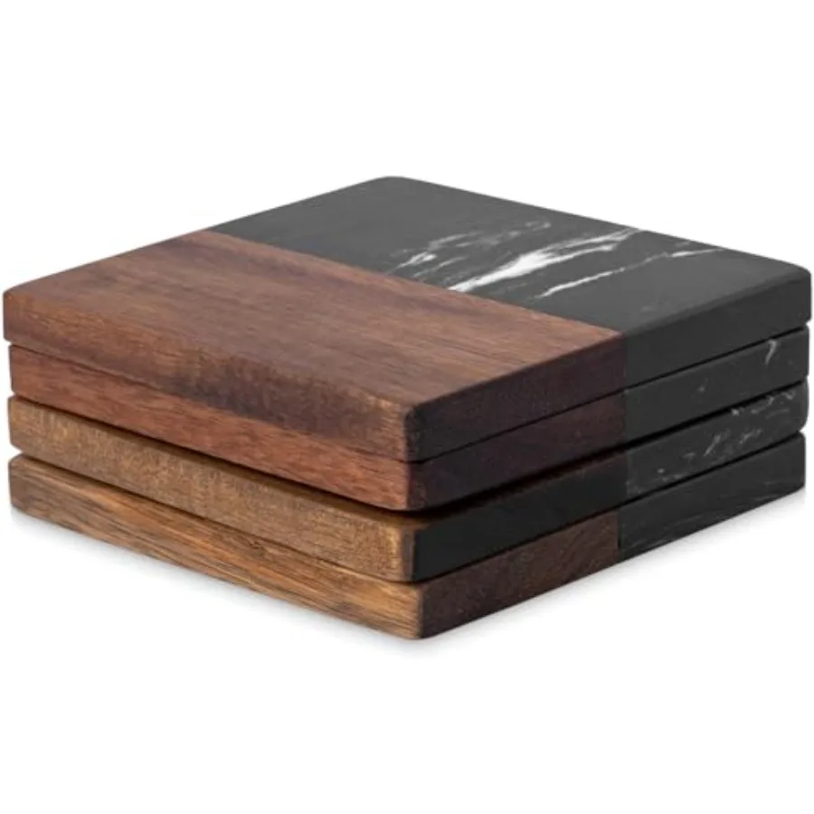 Marble Coasters: 4-Piece Set of Acacia Wood Marble Coasters, Suitable for Kitchens, Offices, and can be Used as Gifts
Marble Coasters: 4-Piece Set of Acacia Wood Marble Coasters, Suitable for Kitchens, Offices, and can be Used as Gifts