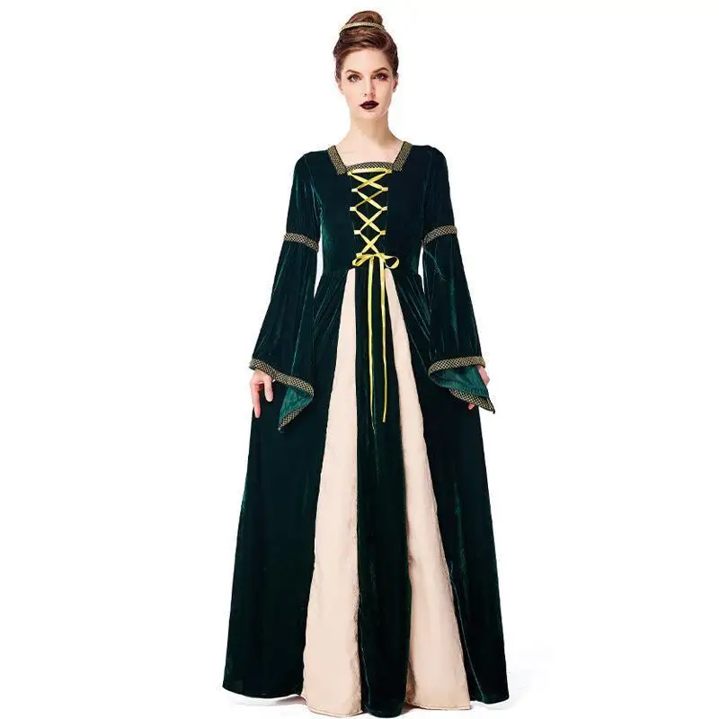 Retro Medieval Costume Adult Stage Performance Green Long Gown Halloween Outfit Polyester Material Dance Performance Dress
Retro Medieval Costume Adult Stage Performance Green Long Gown Halloween Outfit Polyester Material Dance Performance Dress