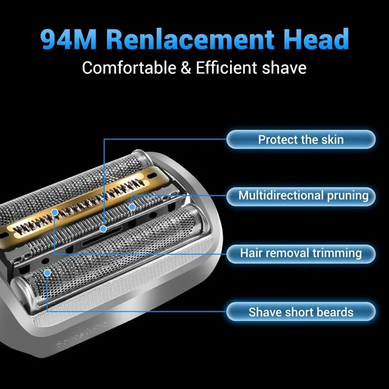 94M Electric Shaver Head Replacement Part Compatible with Brau*n Series 9 Pro and Series 9 Electric Razors
94M Electric Shaver Head Replacement Part Compatible with Brau*n Series 9 Pro and Series 9 Electric Razors