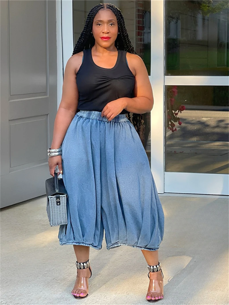 Streetwear Denim Baggy Pants Summer Clothes Women Casual Elastic Waist Calf-Length Jeans Fashion Jean Harem Pants Denim Trousers
Streetwear Denim Baggy Pants Summer Clothes Women Casual Elastic Waist Calf-Length Jeans Fashion Jean Harem Pants Denim Trousers