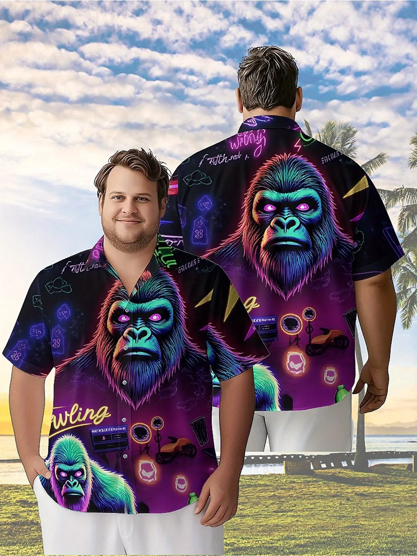 Men's Plus Size Hawaiian Shirts Neon Gorilla Retro Pattern,New in Summer Fashion Tops,Hip Hop Rock Streetwear
Men's Plus Size Hawaiian Shirts Neon Gorilla Retro Pattern,New in Summer Fashion Tops,Hip Hop Rock Streetwear