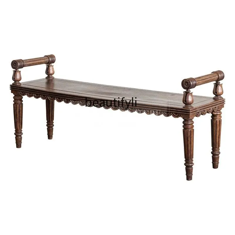 French solid wood bench American antique shoe changing stool bedroom end art retro dining table bench 
French solid wood bench American antique shoe changing stool bedroom end art retro dining table bench