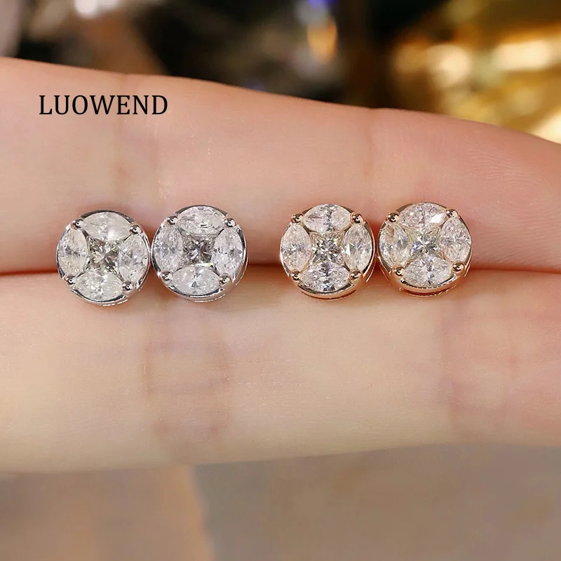 LUOWEND 18K White or Yellow Gold Earrings Women 1.20carat Real Natural Diamond Stud Earrings Luxury Design High Party Jewelry
LUOWEND 18K White or Yellow Gold Earrings Women 1.20carat Real Natural Diamond Stud Earrings Luxury Design High Party Jewelry