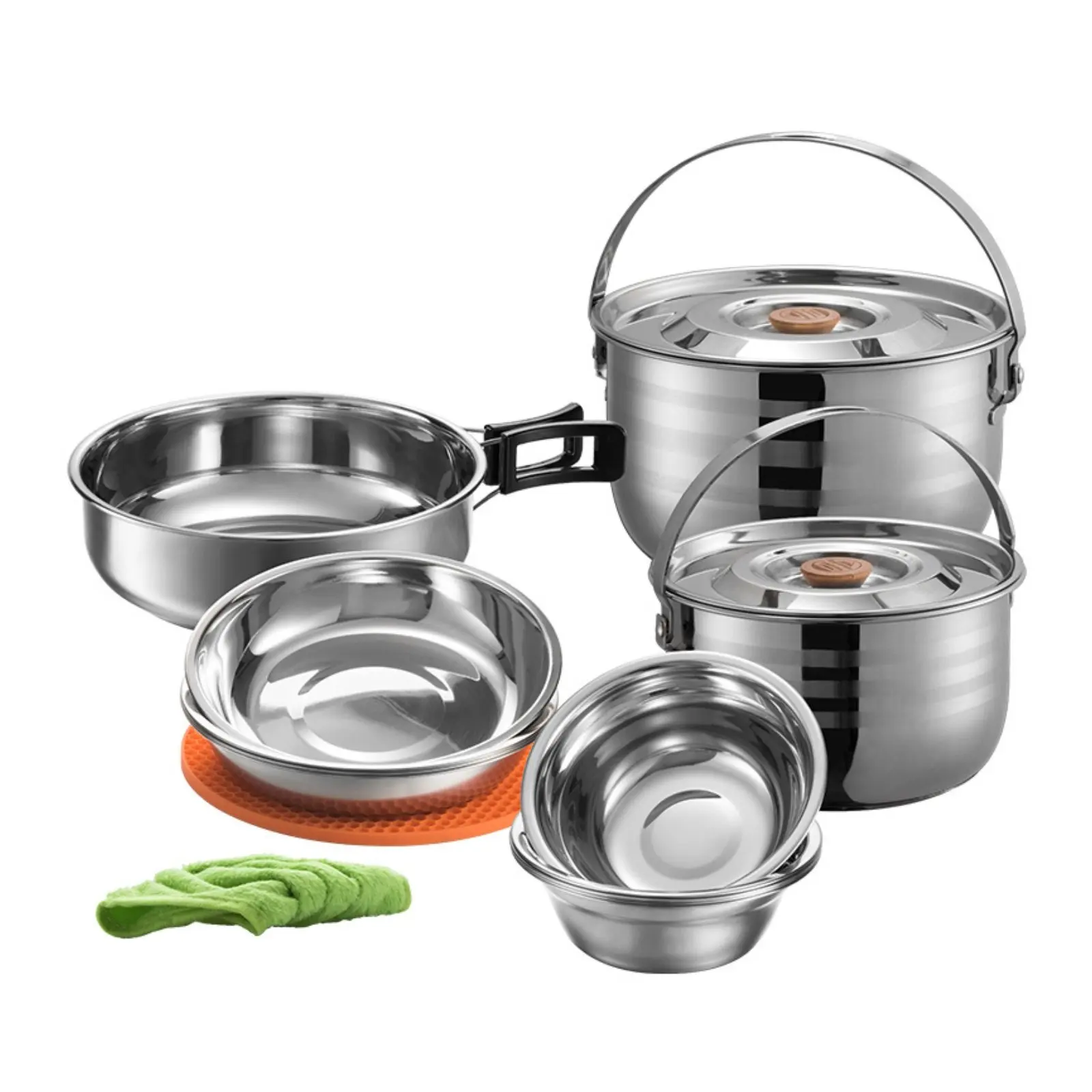 Outdoor Stainless Steel Cookware Set, Camping Pot Kit, Tableware, Kettle, Cassette Stove, Portable and Practical
Outdoor Stainless Steel Cookware Set, Camping Pot Kit, Tableware, Kettle, Cassette Stove, Portable and Practical