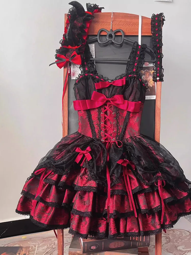 Red And Black Lolita JSK Strap Dress Subculture Spicy Girl Pure Desire Gentle Lolita Dress Women's Fashion Summer 2024
Red And Black Lolita JSK Strap Dress Subculture Spicy Girl Pure Desire Gentle Lolita Dress Women's Fashion Summer 2024