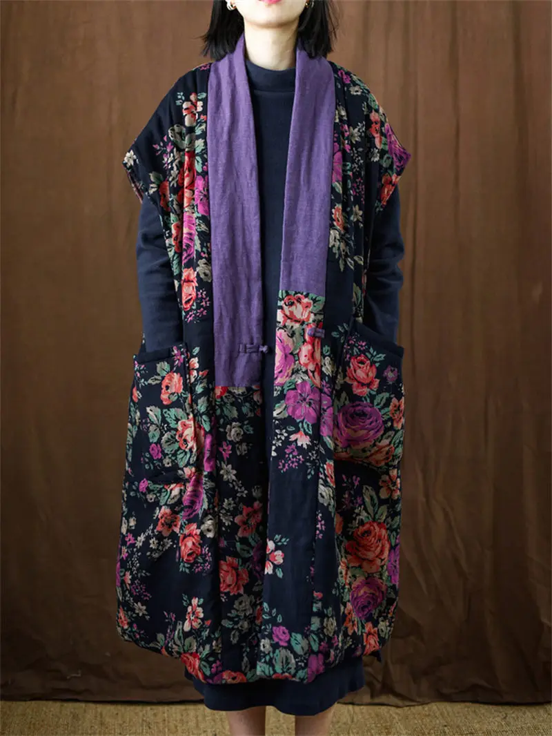 Ethnic Style Cotton And Linen Floral Jacket Women's Retro Fashion Color Blocking V-Neck Buckle Long Vest Cotton Waistcoat Z4116
Ethnic Style Cotton And Linen Floral Jacket Women's Retro Fashion Color Blocking V-Neck Buckle Long Vest Cotton Waistcoat Z4116