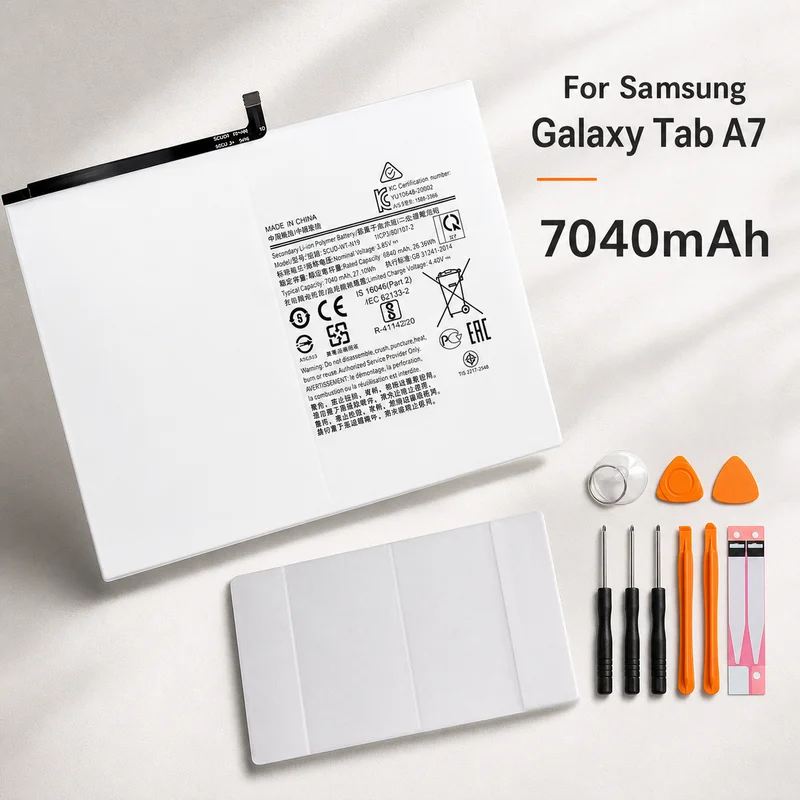 Premium Replacement Battery SCUD-WT-N19 7040mAh For Samsung Galaxy Tab A7 T500 T505C Tablet Repair Battery With Tool Kit
Premium Replacement Battery SCUD-WT-N19 7040mAh For Samsung Galaxy Tab A7 T500 T505C Tablet Repair Battery With Tool Kit