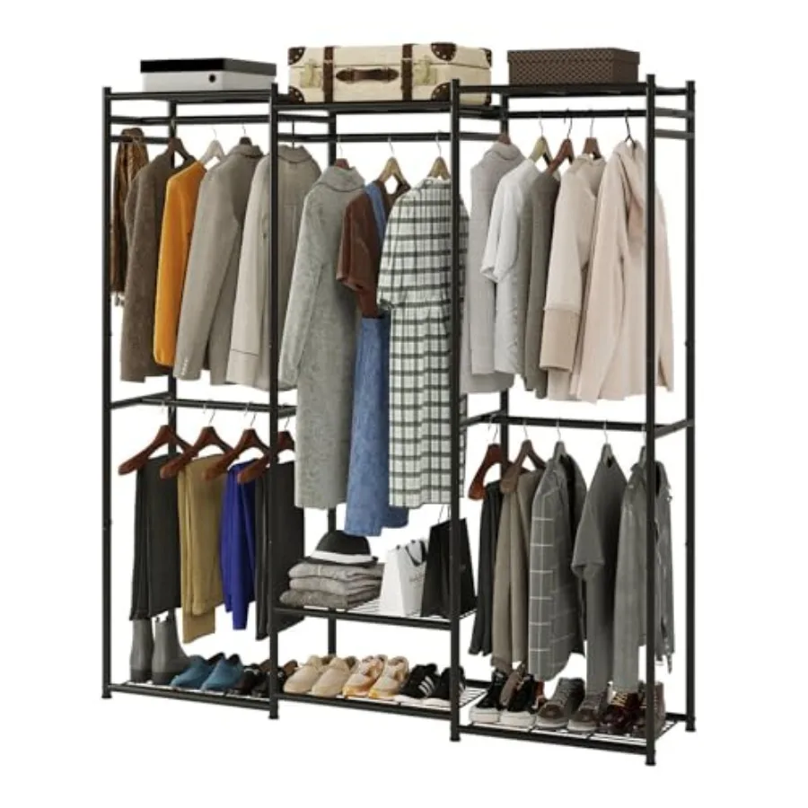 Wardrobe Closet Tall Size, Clothes Rack with Hanging Areas and Storage Shelves, Closet Organizers and Storage, Free Standing Cl
Wardrobe Closet Tall Size, Clothes Rack with Hanging Areas and Storage Shelves, Closet Organizers and Storage, Free Standing Cl
