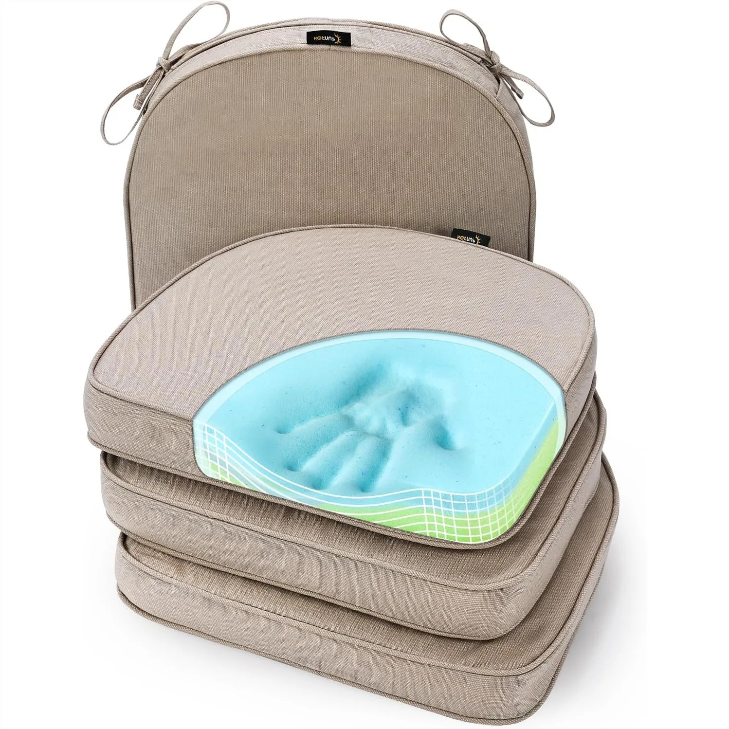 Gel Memory Foam Chair Cushions Set of 4, Water & Stain Resistant Reversible Seat Pads with Ties for Indoor Outdoor Kitchen
Gel Memory Foam Chair Cushions Set of 4, Water & Stain Resistant Reversible Seat Pads with Ties for Indoor Outdoor Kitchen